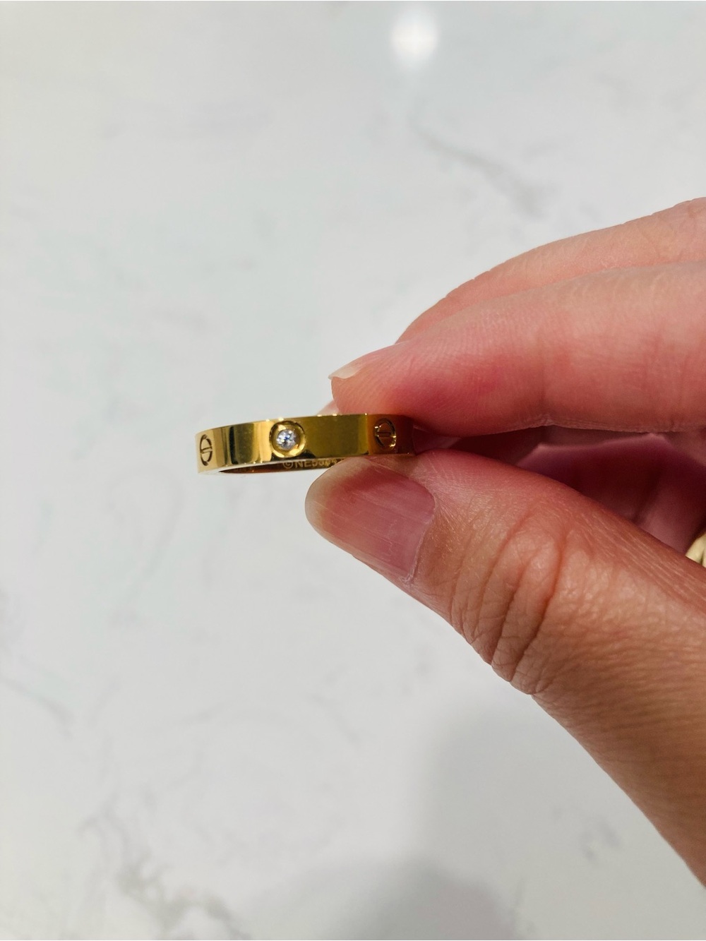 Love Ring Gold Plated with One Diamond